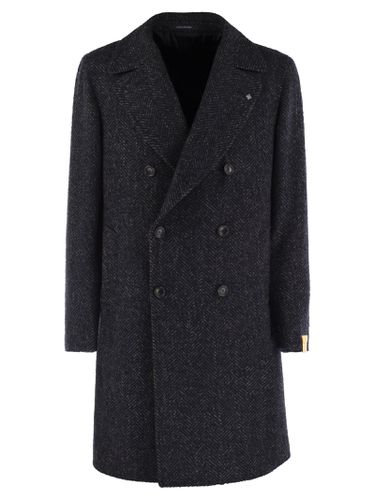 Herringbone Double-breasted Coat - Tagliatore - Modalova