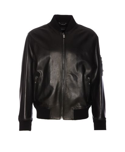 Versace Leather Bomber Jacket - Versace - Modalova