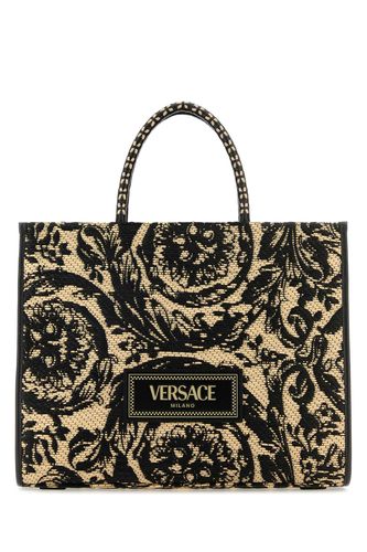 Two-tone Raffia Medium Athena Shopping Bag - Versace - Modalova