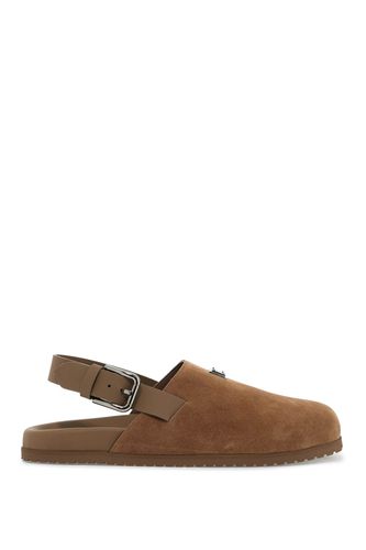 Suede Leather Clogs With Logo Plate - Dolce & Gabbana - Modalova