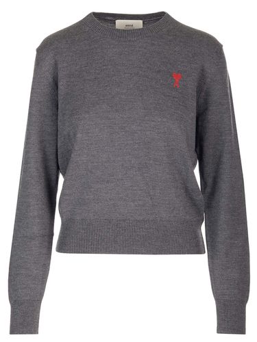 Ash Gray Wool Sweater - Ami Alexandre Mattiussi - Modalova