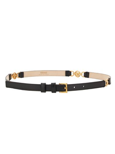 Versace Black Leather Low Belt - Versace - Modalova