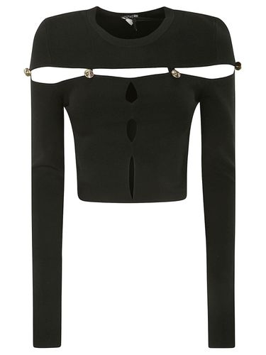 Cut-out Long-sleeved Knitted Top - Versace Jeans Couture - Modalova