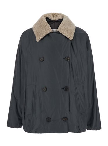 Double-breasted Down Jacket With Classic Collar In Cotton Blend Woman - Brunello Cucinelli - Modalova