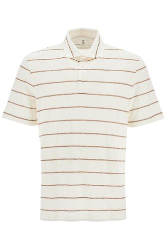 Striped Linen And Cotton Polo Shirt - Brunello Cucinelli - Modalova