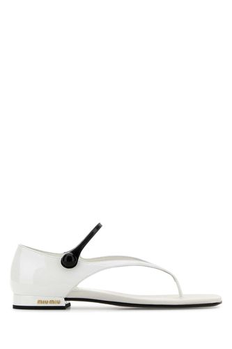Miu Miu White Leather Thong Sandals - Miu Miu - Modalova