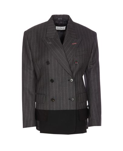 Pinstriped Wool Bicolor Blazer - Maison Margiela - Modalova