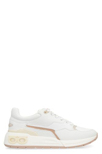 Leather And Fabric Low-top Sneakers - Ferragamo - Modalova