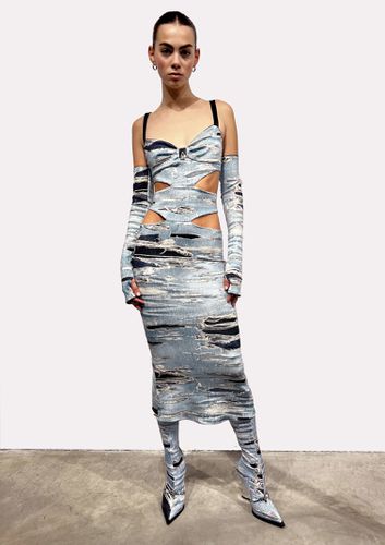 Long Dress With Decorative Splits And Thin Straps. Iconic Runway -effect Pattern - John Richmond - Modalova