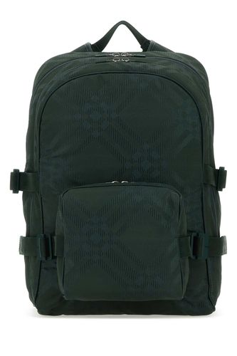 Bottle Green Nylon Blend Check Backpack - Burberry - Modalova