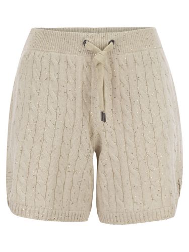 Cotton Knit Shorts With Sequins - Brunello Cucinelli - Modalova