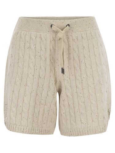 Cotton Knit Shorts With Sequins - Brunello Cucinelli - Modalova