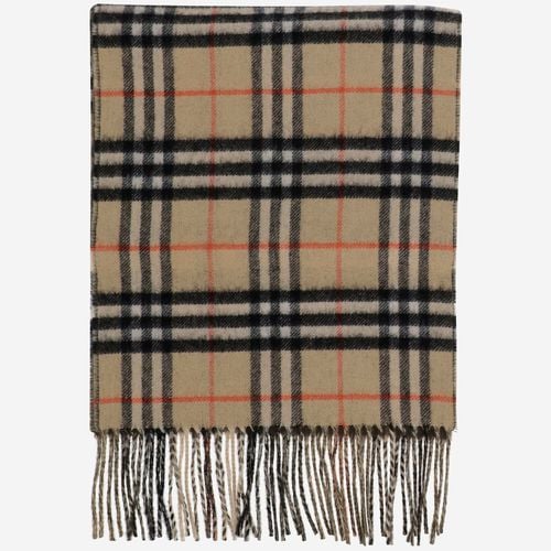 Reversible Cashmere Scarf With Check Pattern - Burberry - Modalova