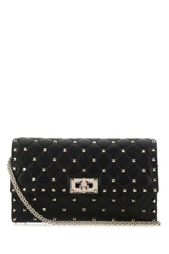 Black Nappa Leather Rockstud Spike Clutch - Valentino Garavani - Modalova