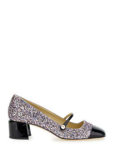 Elisa 45 Pumps With Block Heel In Glitter Fabric And Patent Leather Woman - Jimmy Choo - Modalova