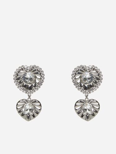 Crystal Double Heart Earrings - Alessandra Rich - Modalova