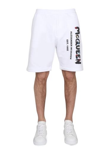 Bermuda With Logo Print - Alexander McQueen - Modalova