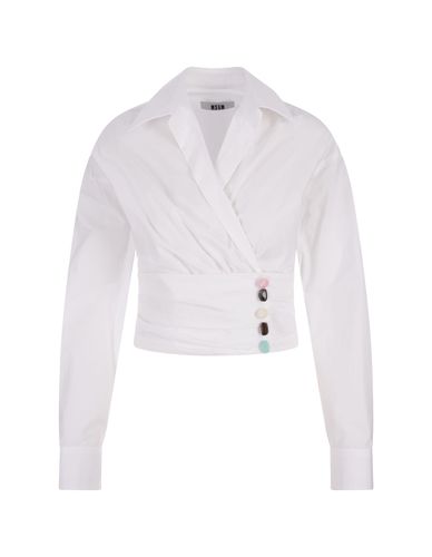 Short Shirt With Decoration - MSGM - Modalova