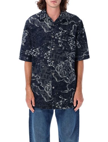 Camo Jacquard Denim Bowling Shirt - Off-White - Modalova