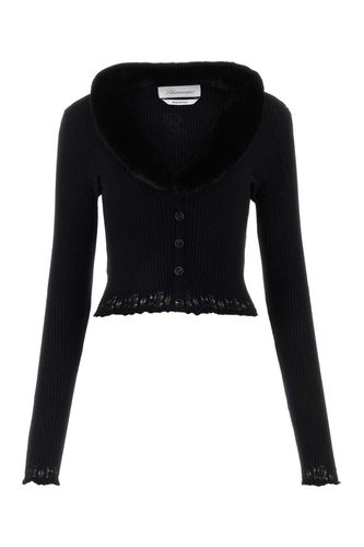 Faux Fur-collar Knitted Cardigan - Blumarine - Modalova