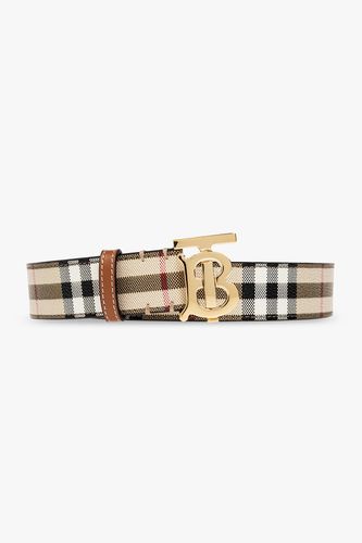 Tb Belt In Beige Leather Blend - Burberry - Modalova