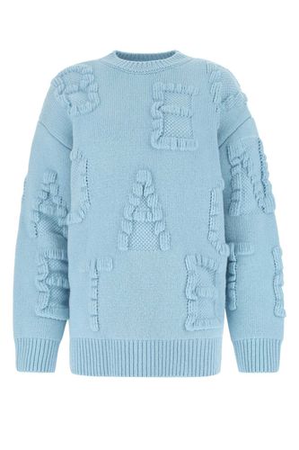 Light Blue Stretch Wool Blend Shetland Alphabet Oversize Sweater - Bottega Veneta - Modalova