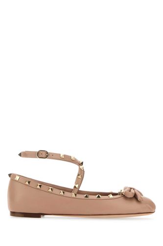 Antiqued Pink Nappa Leather Rockstud Ballerinas - Valentino Garavani - Modalova