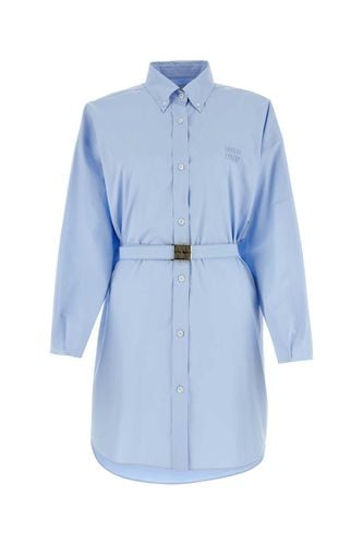 Light Blue Poplin Shirt Dress - Miu Miu - Modalova