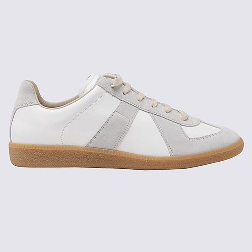 Off White Leather And Grey Suede Replica Sneakers - Maison Margiela - Modalova