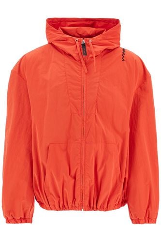 Red Hooded Jacket In Polyester With Embroidered Logo - Marni - Modalova