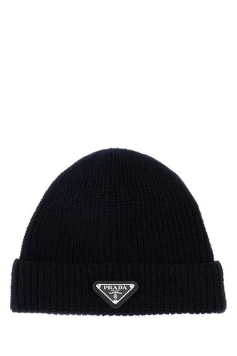 Midnight Wool Blend Beanie Hat - Prada - Modalova