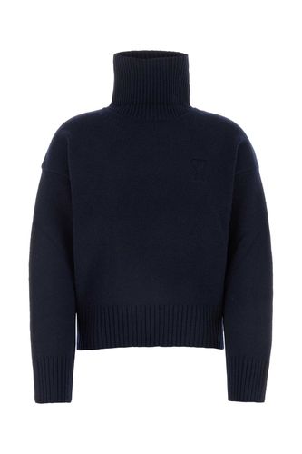 Navy Blue Wool Blend Sweater - Ami Alexandre Mattiussi - Modalova