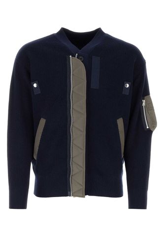 Dark Blue Cotton Blend Cardigan - Sacai - Modalova