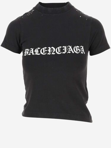Stretch Cotton T-shirt With Logo - Balenciaga - Modalova