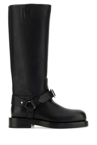 Burberry Black Leather Saddle Boots - Burberry - Modalova