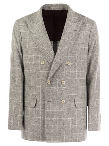 One-and-a-half-breasted Deconstructed Jacket In Prince Of Wales - Brunello Cucinelli - Modalova