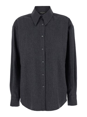 Shirt With Pointed Collar And Pinstripe Motif In Wool Woman - Fabiana Filippi - Modalova