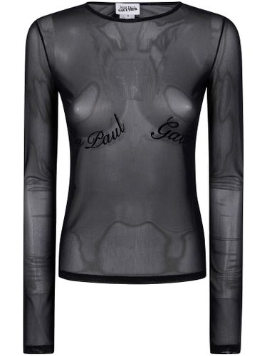 Mesh Long Sleeves Top With Velvet Flock - Jean Paul Gaultier - Modalova