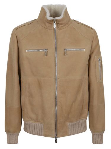 Long-sleeved Zipped Leather Jacket - Brunello Cucinelli - Modalova