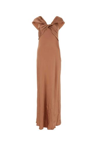 Bow Detailed Flared Maxi Satin Dress - Alberta Ferretti - Modalova