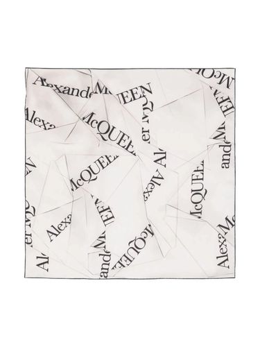 Ivory Silk Scarf With Logo - Alexander McQueen - Modalova