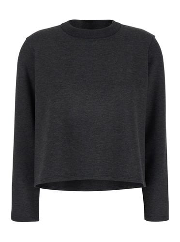 Grey Crop Sweater In Stretch Fabric Woman - Theory - Modalova