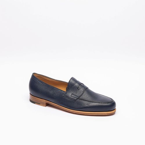 John Lobb Navy Deer Leather Loafer - John Lobb - Modalova