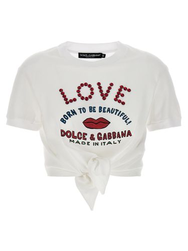 Cropped T-shirt With Knot - Dolce & Gabbana - Modalova