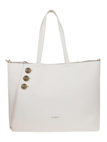 Logo Button Embellished Tote Bag - Balmain - Modalova