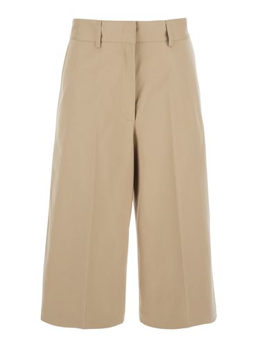 Wide Bermuda Shorts With Belt Loops And Back Pockets In Cotton Woman - MSGM - Modalova