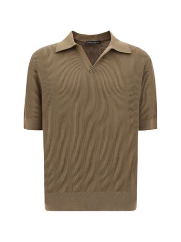 Perforated Cotton Polo Shirt - Dolce & Gabbana - Modalova