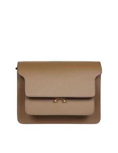 Medium Trunk Bag In Taupe Color Leather - Marni - Modalova