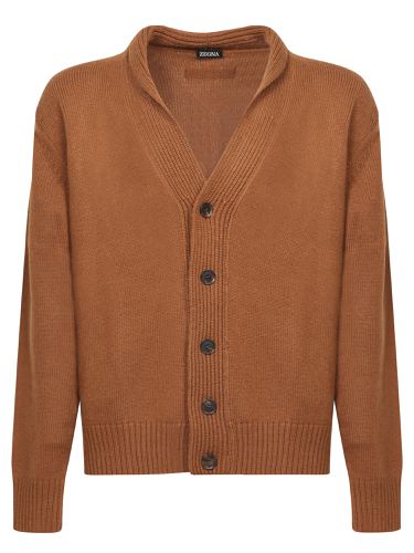 Brown Cashmere And Mohair Cardigan - Zegna - Modalova