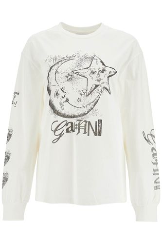 Long-sleeved T-shirt With Graphic Print - Ganni - Modalova